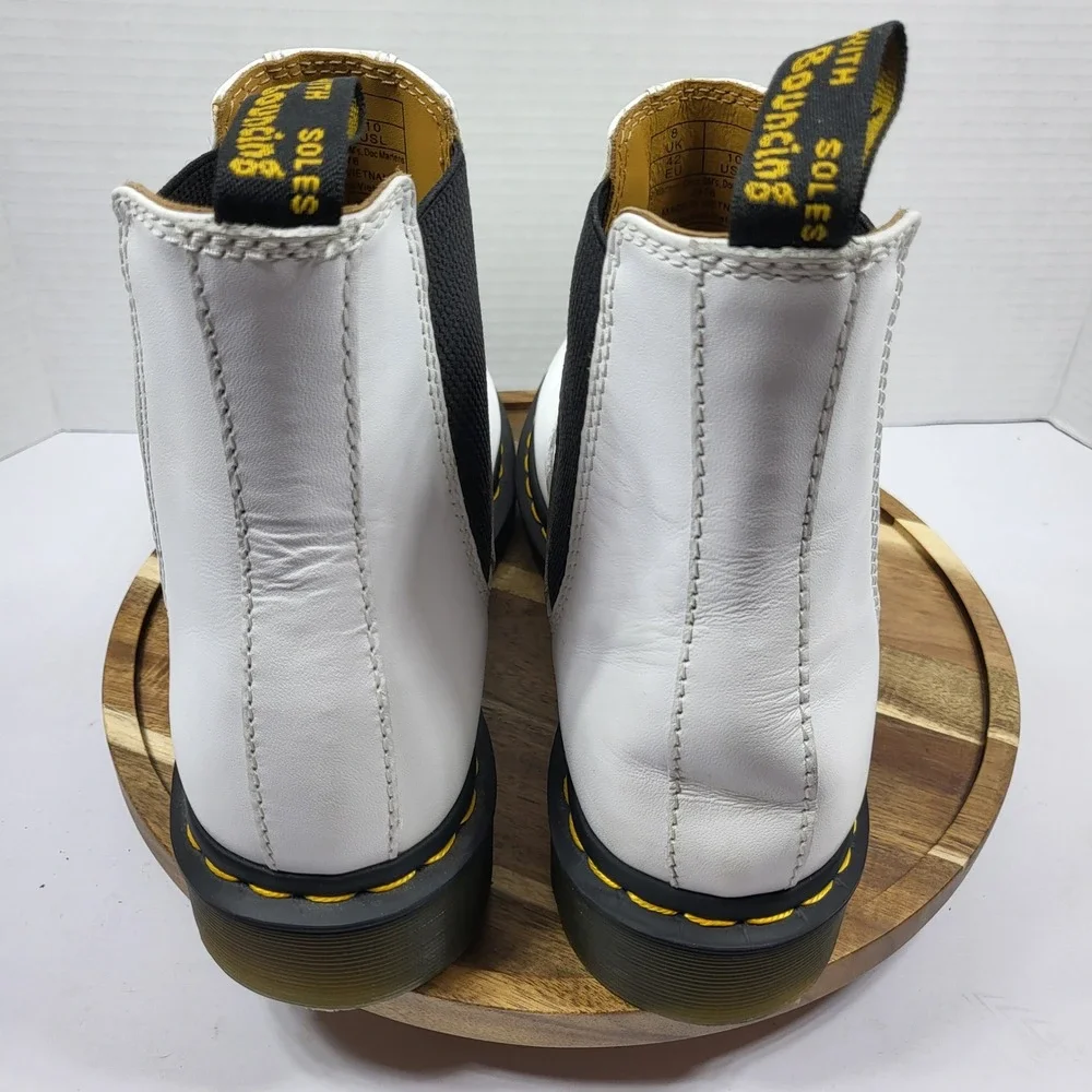 Dr. Martens 2976 White Smooth Leather Chelsea Boots Womens Size 10 USL Slip On